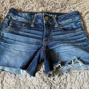 Dark wash shorts. Super stretch